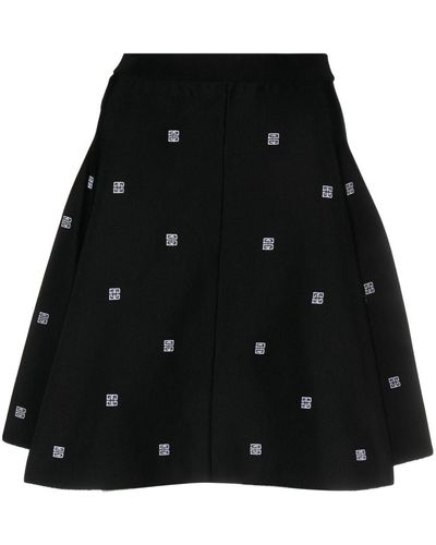 Givenchy Logo-embroidered Flared Skirt - Black