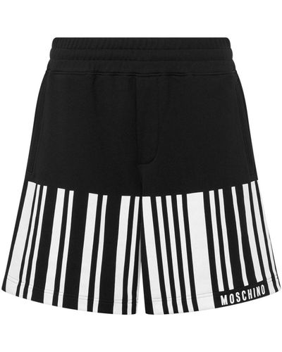 Moschino Striped Cotton Track Shorts - Black