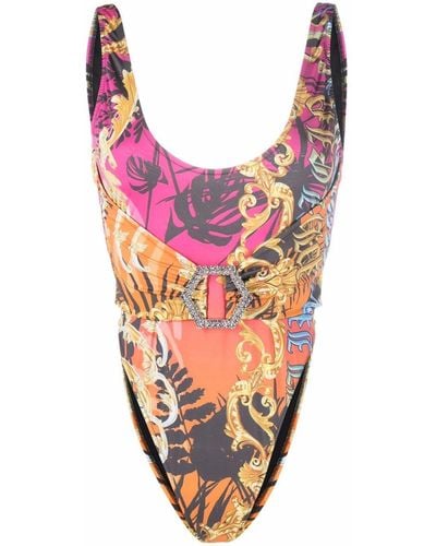 Philipp Plein Baroque Pattern-print Swimsuit - Pink
