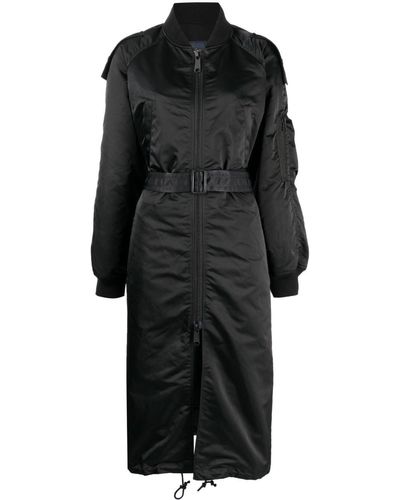 Yohji Yamamoto Zipped Belted Oversized Coat - Black