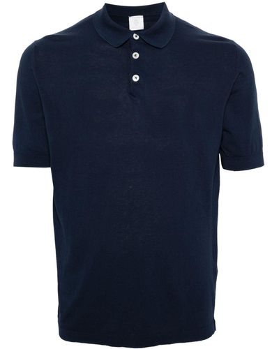 Eleventy Fijngebreid Poloshirt - Blauw