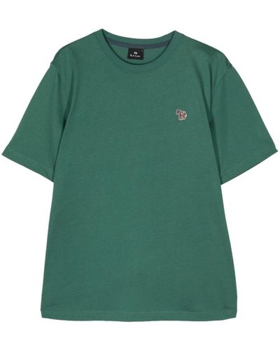 PS by Paul Smith Zebra-logo Organic-cotton T-shirt - Green