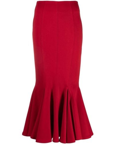 The Attico High Waist Midi Skirt - Red