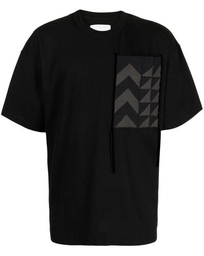 Yoshio Kubo Camiseta con diseño patchwork - Negro