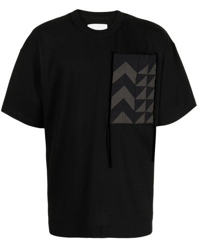 Yoshio Kubo T-Shirt im Patchwork-Look - Schwarz