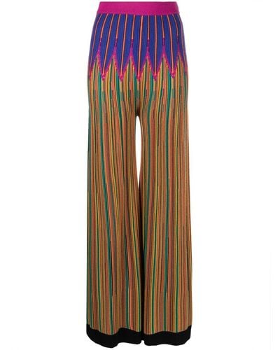 Forte Forte Knitted Abstract-stripe Pants - Blue