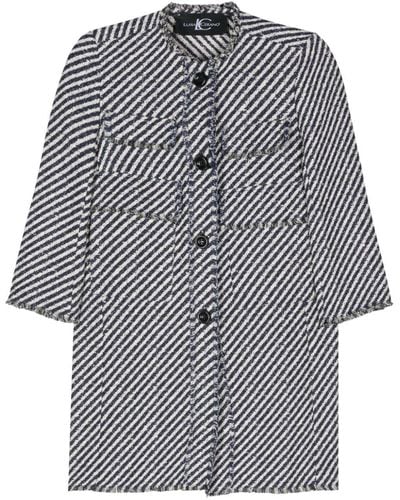 Luisa Cerano Striped Tweed Coat - ブルー