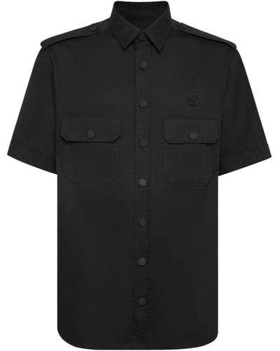 Philipp Plein Logo-appliqué Short-sleeved Shirt - Black