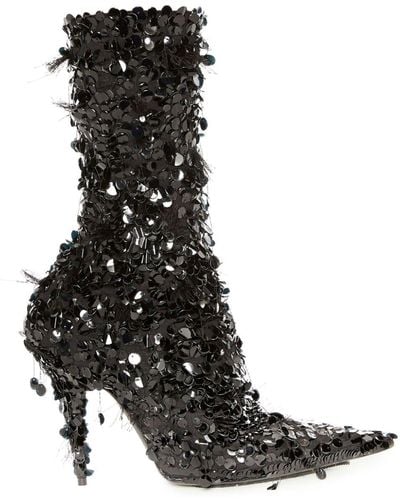 Balenciaga Knife Sequin-embellished Ankle Boots - Black