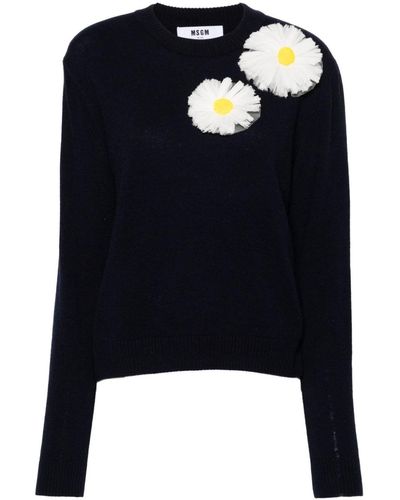 MSGM Trui Met Bloemenpatch - Blauw