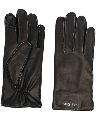 Calvin Klein Handschuhe aus Leder mit Ziernaht - Schwarz