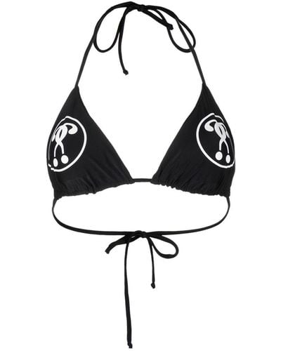 Moschino Top de bikini Double Question Mark - Negro