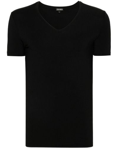 Zegna V-neck Jersey T-shirt - Black