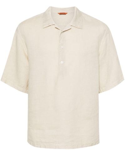 Barena Kurzärmeliges Hemd aus Leinen - Weiß