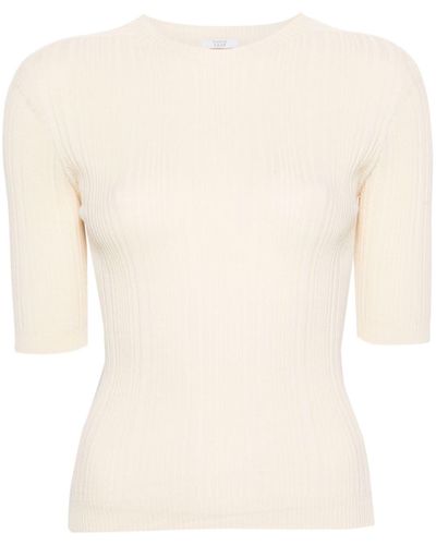 Peserico Short-sleeves Ribbed Sweater - Natural