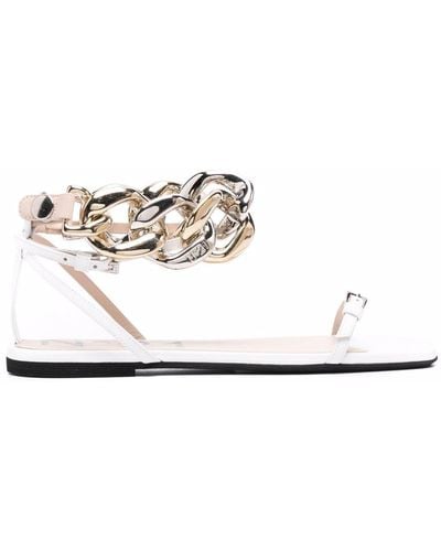N°21 Chain-link Leather Sandals - White