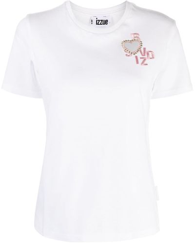 Izzue T-shirt en coton à logo brodé - Blanc