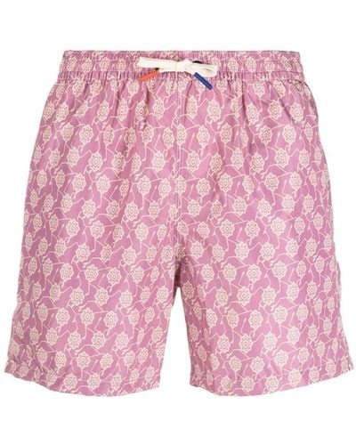 Altea Floral-print Drawstring Swim Shorts - Pink