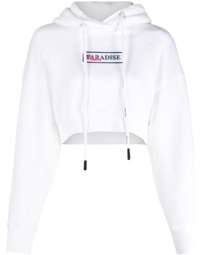 Palm Angels Cropped Hoodie - Wit