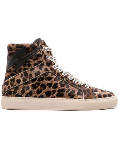 Zadig & Voltaire High Flash Leopard-print High-top Sneakers - Brown