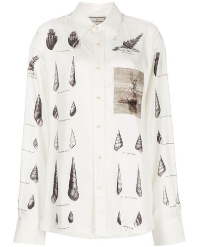 Pierre Louis Mascia Shell-print Long-sleeve Shirt - Natural