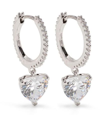 Apm Monaco Crystal-embellished Hoop Earrings - White