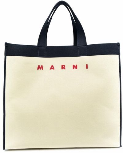 Marni Shopper mit Logo-Print - Blau