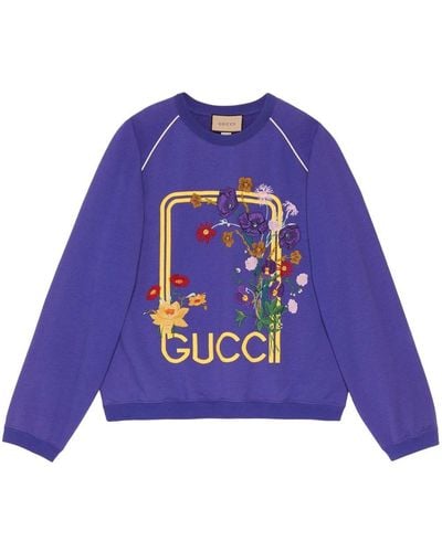 Gucci Felpa Lovelight a fiori - Blu