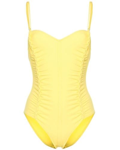 Ulla Johnson Sweetheart-neck Ruched Swimsuit - Yellow