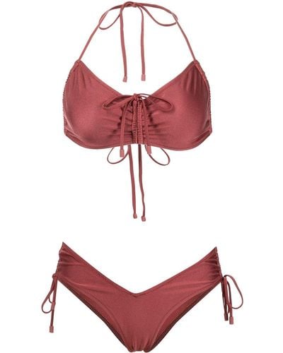 Zimmermann Bikini con detalle fruncido - Rojo