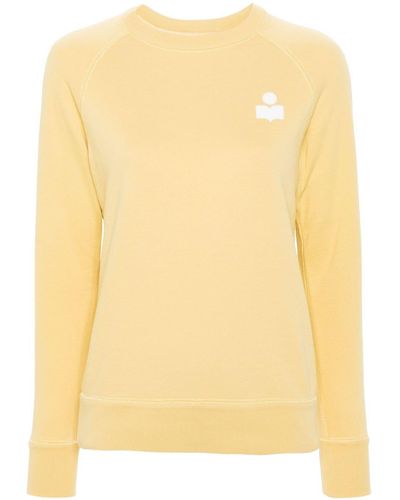 Isabel Marant Flocked Logo Seam-detail Sweatshirt - Yellow