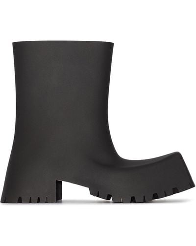 Balenciaga Bottines en caoutchouc Trooper à talon épais - Noir