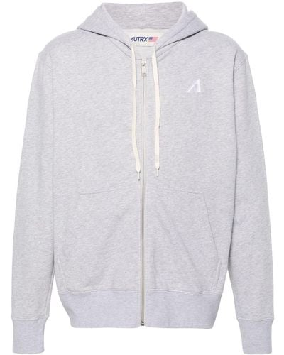 Autry Logo-embroidered zip-up hoodie - Weiß