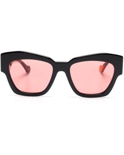 Gucci Logo-plaque Oversize-frame Sunglasses - Pink
