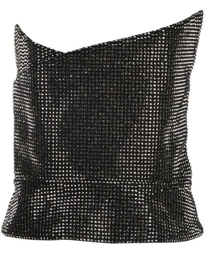 Roland Mouret Crystal-embellished Asymmetric Top - Black