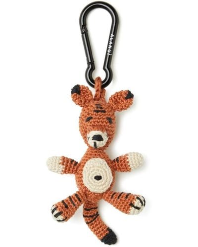Alanui Tiger Crochet Key Holder - White