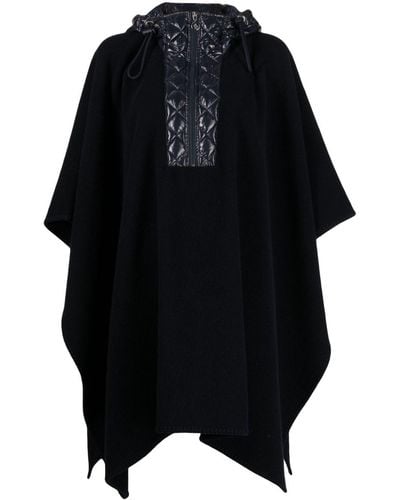 Moncler Virgin Wool And Nylon Cape - Black