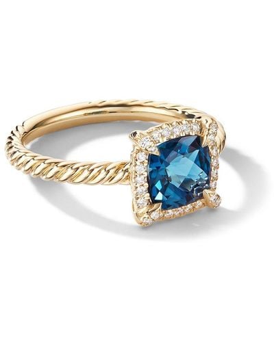 David Yurman 18kt Petite Chatelaine Gelbgoldring mit Diamanten - Blau