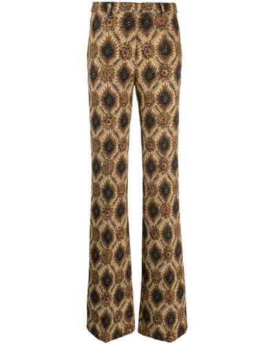 Etro Patterned-jacquard Flared Trousers - Natural