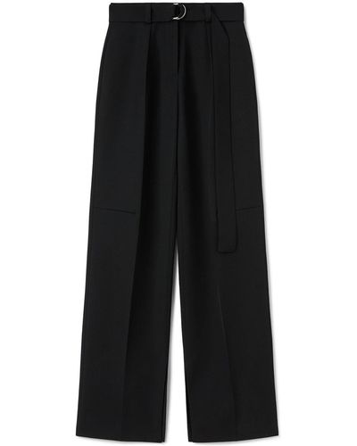 Jil Sander Belted Wool Wide-leg Trousers - Black