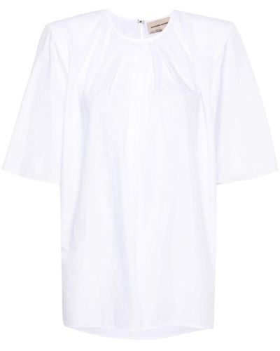 Alexandre Vauthier Pleated shoulder-pads blouse - Blanco