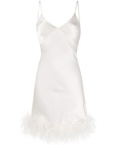 Gilda & Pearl Mia Feather-trimmed Silk Dress - White