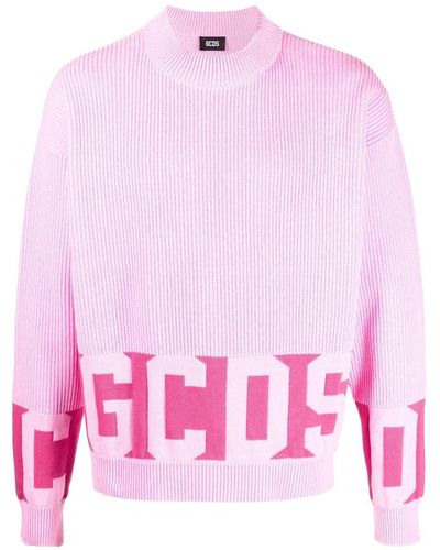 Gcds Intarsia-knit Logo Jumper - Pink