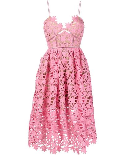 Self-Portrait Self Portrait 'azalea' Floral Lace Midi Dress - Pink