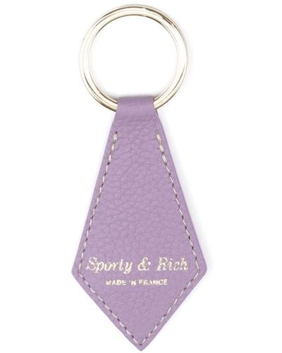 Sporty & Rich Logo-stamp Leather Keyring - Purple