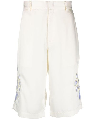 Bluemarble Bestickte Shorts aus Satin - Weiß