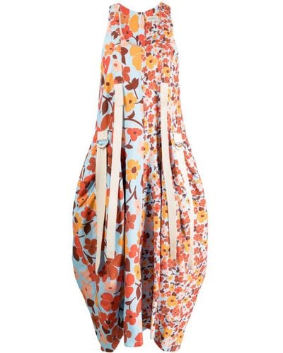 Lee Mathews Midi-jurk Met Bloemenprint - Wit