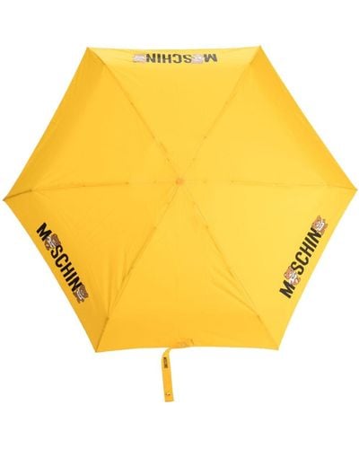 Moschino Regenschirm mit Teddy-Print - Gelb