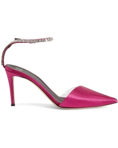 Giuseppe Zanotti Xenya Crystal 85mm Satin Court Shoes - Pink