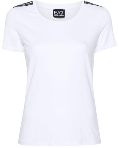 EA7 T-Shirt mit Logo-Streifen - Weiß